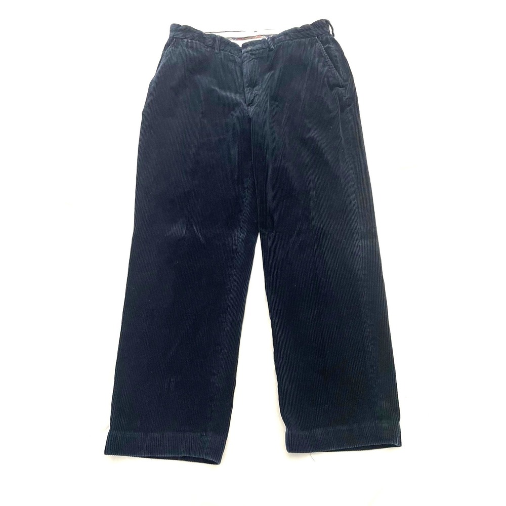 Vintage Polo Ralph Lauren Corduroy Pants Mens 36x30 Navy Blue Wide Trousers